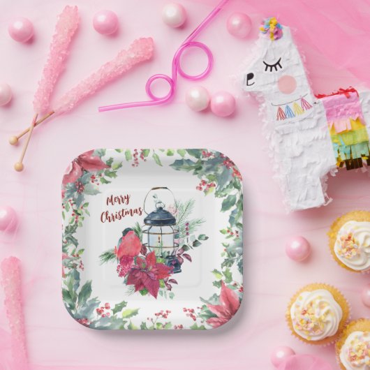 Weihnachts-Party Vintag Lantern Pappteller (Party)