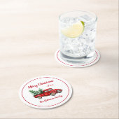 Weihnachts-Party Vintager Rotlastwagen Runder Pappuntersetzer (Vor Ort)