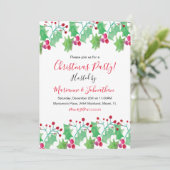 Weihnachts-Party Wasserfarbe Berry Handgemalt Einladung (Stehend Vorderseite)