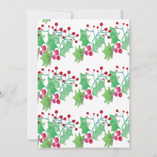 Weihnachts-Party Wasserfarbe Berry Handgemalt Einladung (Rückseite)