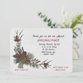 Weihnachts-Party Wasserfarben-Pinienwälder Einladu Ankündigung (Stehend Vorderseite)