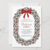 Weihnachts-Party Wasserfarbenkranz Einladung (Vorderseite)