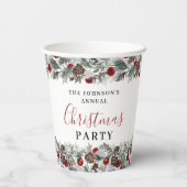 Weihnachts-Party Wasserfarbenkranz Pappbecher (Rückseite)