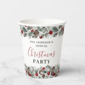 Weihnachts-Party Wasserfarbenkranz Pappbecher (Vorderseite)