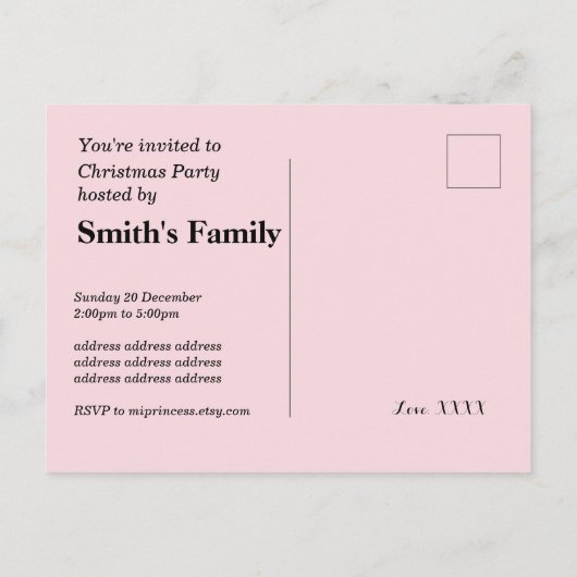 Weihnachts-Party Weihnachten Weihnachtsbaum Postka Einladungspostkarte (Rückseite)