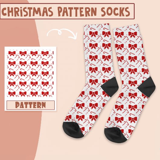 Weihnachts-Party Weihnachts Candy Red Pattern Socken