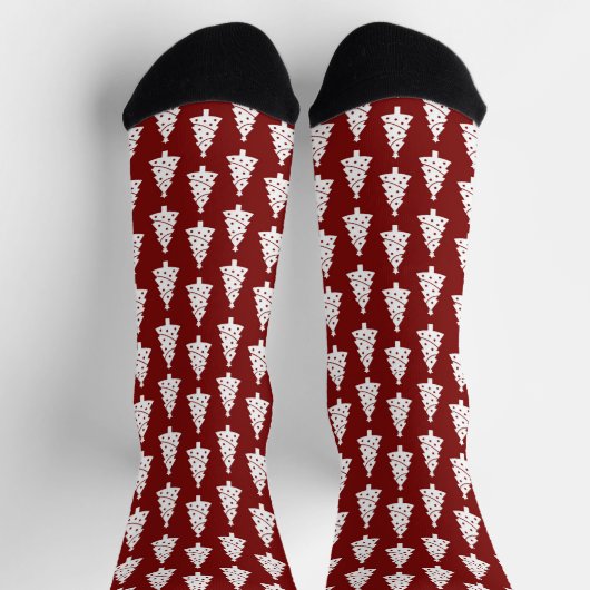 Weihnachts Party Weihnachtsbaumen Rotes Muster Socken (Oben)