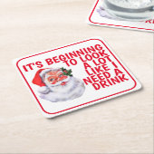 Weihnachts-Party Weihnachtsmann trinken Spaß Rechteckiger Pappuntersetzer (angewinkelt)