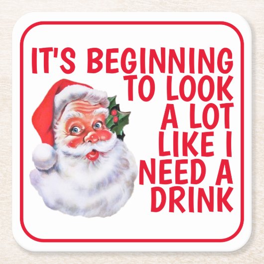 Weihnachts-Party Weihnachtsmann trinken Spaß Rechteckiger Pappuntersetzer (Vorderseite)