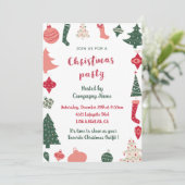 Weihnachts-Party Weihnachtsmuster Einladung (Stehend Vorderseite)
