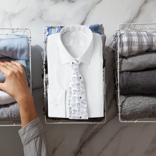 Weihnachts-Party weiß blau gestrickte Wintermode Krawatte