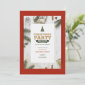 Weihnachts-Party Weißer Oak Einladung (Stehend Vorderseite)