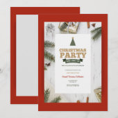 Weihnachts-Party Weißer Oak Einladung (Vorne/Hinten)