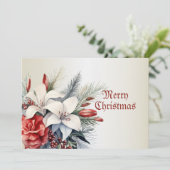 Weihnachts-Party Weißes Rotes Blume Feiertagskarte (Stehend Vorderseite)