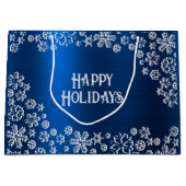 Weihnachts-Party White Snowflakes Navy Blue Große Geschenktüte (Vorderseite)
