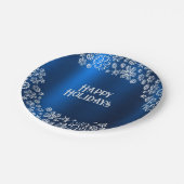 Weihnachts-Party White Snowflakes Navy Blue Pappteller (Schrägansicht)