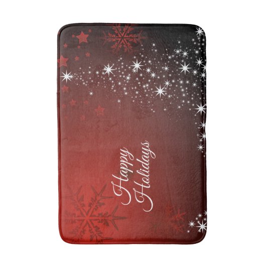 Weihnachts-Party White Stars Tree Rote Schneeflock Badematte (Vorderseite Vertikal)