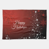 Weihnachts-Party White Stars Tree Rote Schneeflock Geschirrtuch (Horizontal)