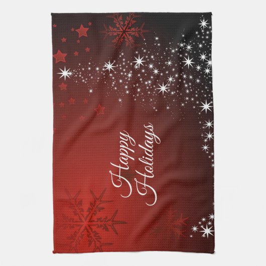 Weihnachts-Party White Stars Tree Rote Schneeflock Geschirrtuch (Vertikal)