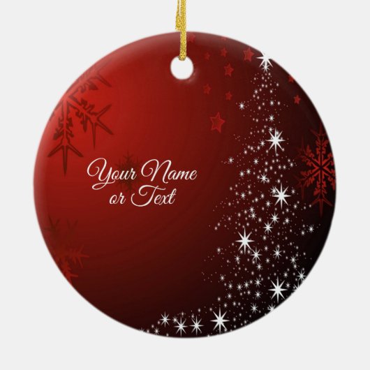 Weihnachts-Party White Stars Tree Rote Schneeflock Keramik Ornament (Hinten)