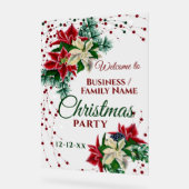 Weihnachts-Party Willkommen Floral Poinsettia Wint Acrylschild (Winkel)
