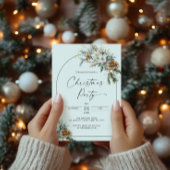 Weihnachts-Party Winter Pine Tree Weißer Blumenbog Einladung