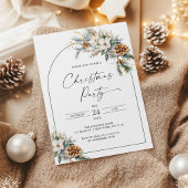 Weihnachts-Party Winter Pine Tree Weißer Blumenbog Einladung