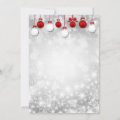 Weihnachts-Party Winter Rot Weiße Ornamente Einladung (Rückseite)