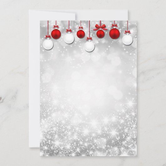 Weihnachts-Party Winter Rot Weiße Ornamente Einladung (Rückseite)