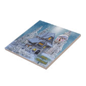 Weihnachts Party Winter White Snowman Blue Rustika Fliese (Seite)