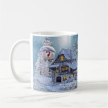 Weihnachts Party Winter White Snowman Blue Rustika
