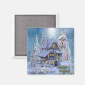 Weihnachts Party Winter White Snowman Blue Rustika Magnet (Vorderseite/Rückseite)