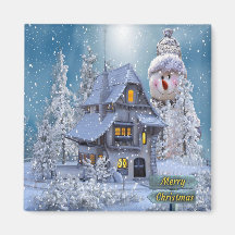 Weihnachts Party Winter White Snowman Blue Rustika