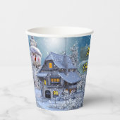 Weihnachts Party Winter White Snowman Blue Rustika Pappbecher (Vorderseite)