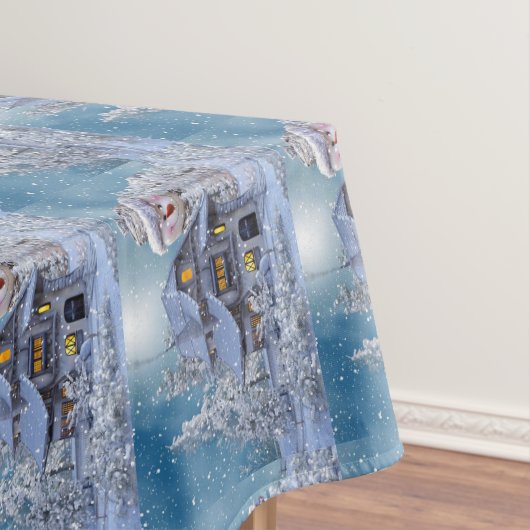 Weihnachts Party Winter White Snowman Blue Rustika Tischdecke (Beispiel)