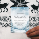 Weihnachts-Party Winterwaldlandschaft Einladung<br><div class="desc">Wasserfarbener Winterwald mit Schnee als Hintergrund. Weihnachts-Party geschrieben mit modernen und trendigen großen Handschrift Schrift. Personalisieren Sie Ihre Party-Informationen und fügen Sie sie hinzu.</div>