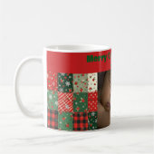 Weihnachts-Patchwork grün rote Fototasse Kaffeetasse (Links)