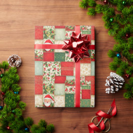 Weihnachts-Patchwork in Rot und Grün Geschenkpapier