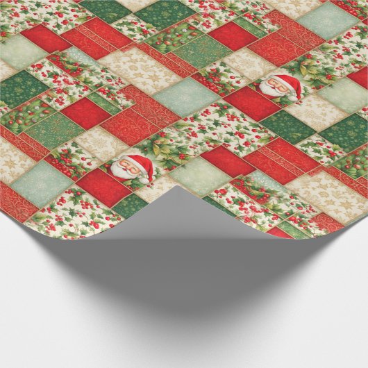 Weihnachts-Patchwork in Rot und Grün Geschenkpapier (Ecke)