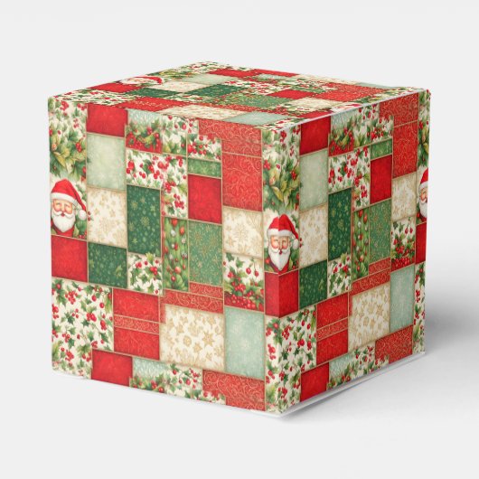 Weihnachts-Patchwork in Rot und Grün Geschenkschachtel (Rückseite)