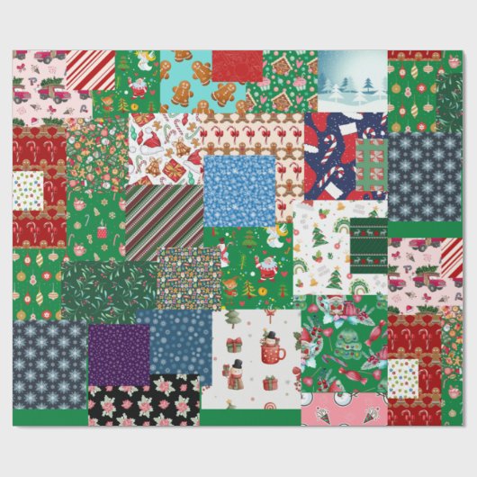 Weihnachts-Patchwork-Mischfarbe Geschenkpapier (Flach)