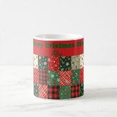 Weihnachts-Patchwork-Muster grün rot Kaffeetasse (Mittel)