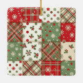 Weihnachts-Patchwork-Musterfoto Keramikornament (Rückseite)