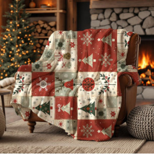 Weihnachts-Patchwork-Quilt-Fleece-Decke Fleecedecke