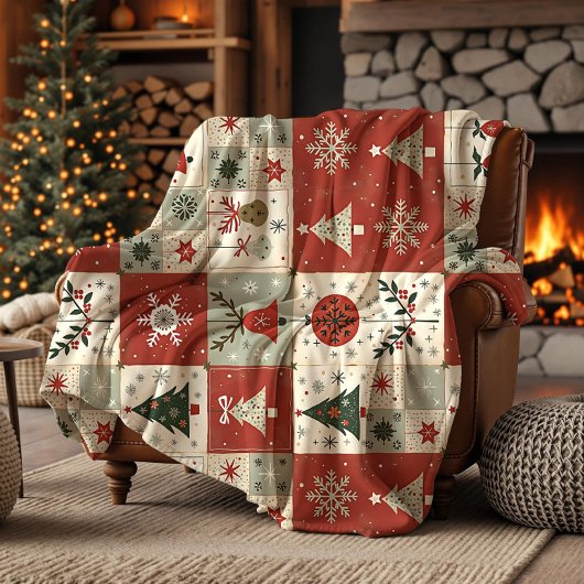 Weihnachts-Patchwork-Quilt-Fleece-Decke Fleecedecke