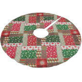 Weihnachts-Patchwork-Quilt Polyester Weihnachtsbaumdecke (Schrägansicht)