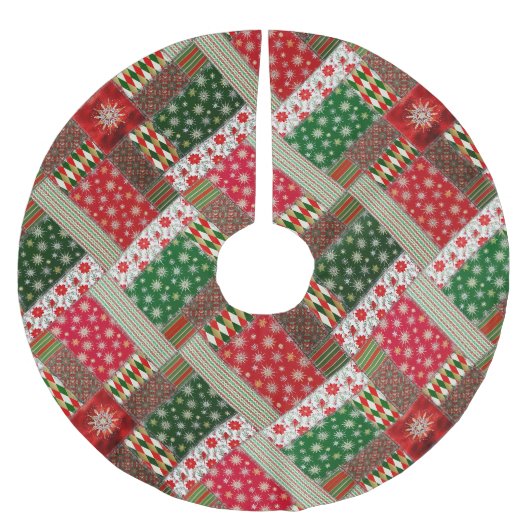 Weihnachts-Patchwork-Quilt Polyester Weihnachtsbaumdecke (Vorderseite)