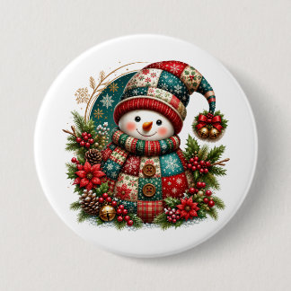 Weihnachts- Patchwork-Schneemann Button