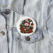 Weihnachts- Patchwork-Schneemann Button (Beispiel)
