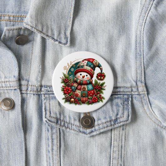 Weihnachts- Patchwork-Schneemann Button (Beispiel)